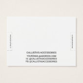 Eenvoudig wit zwart-grenslijnscript breedbeeldsche visitekaartje (Achterkant)