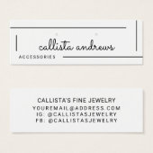 Eenvoudig wit zwart-grensscript beeldscherm mini visitekaartjes (Voorkant /achterkant)