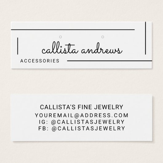 Eenvoudig wit zwart-grensscript beeldscherm mini visitekaartjes (Voorkant /achterkant)