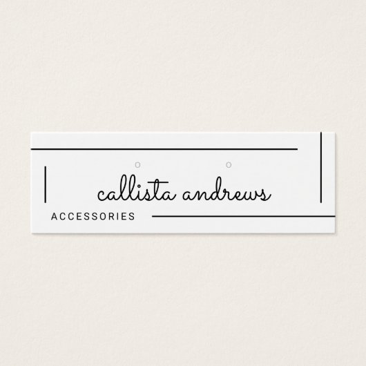 Eenvoudig wit zwart-grensscript beeldscherm mini visitekaartjes (Voorkant)