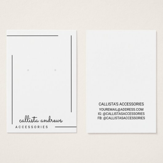 Eenvoudig wit zwart-grensscript beeldscherm visitekaartje (Voorkant /achterkant)