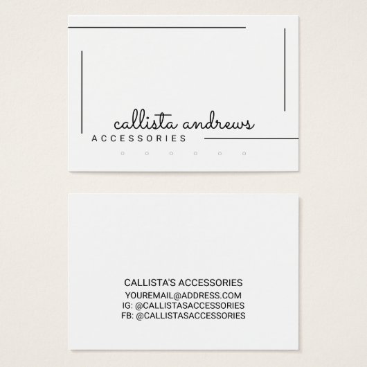 Eenvoudig wit zwart-grensscript beeldscherm visitekaartje (Voorkant /achterkant)