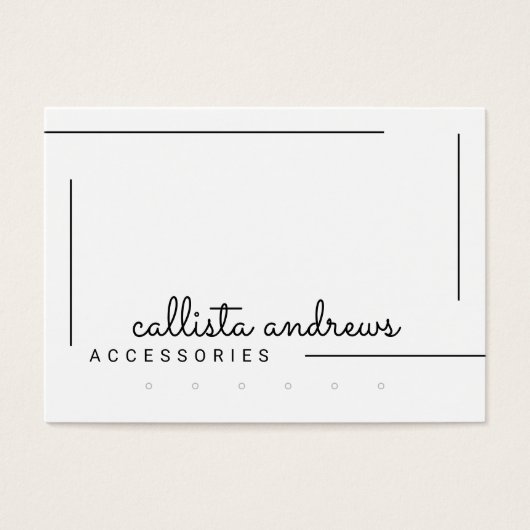 Eenvoudig wit zwart-grensscript beeldscherm visitekaartje (Voorkant)