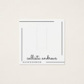 Eenvoudig wit zwart-grensscript haarklemtoon vierkante visitekaartjes (Voorkant)