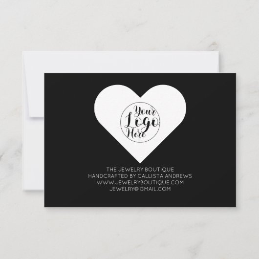 Eenvoudig wit zwart hart Logo - Hartelijk dank Bedankkaart (Achterkant)