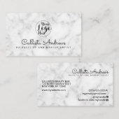 Eenvoudig Wit Zwart Marmer Logo Visitekaartje (Voorkant / Achterkant)