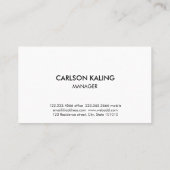 Eenvoudig wit zwart, modern visitekaartje (Achterkant)