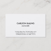 Eenvoudig wit zwart, modern visitekaartje (Achterkant)