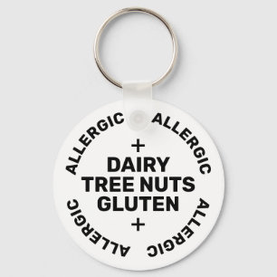 Eenvoudig wit zwart noodcontact allergeen sleutelhanger