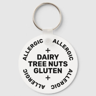 Eenvoudig wit zwart noodcontact allergeen sleutelhanger