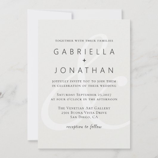 Eenvoudig wit zwart-wit Ampersand Weddenschap Kaart (Voorkant)