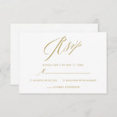 Eenvoudig witgoud Elegant Script bruiloft RSVP Kaa (Voorkant / Achterkant)