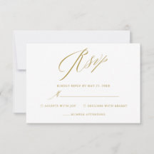 Eenvoudig witgoud Elegant Script bruiloft RSVP Kaa