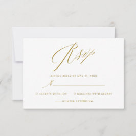 Eenvoudig witgoud Elegant Script bruiloft RSVP Kaa