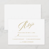 Eenvoudig witgoud Elegant Script bruiloft RSVP Kaa Kaartje (Voorkant / Achterkant)