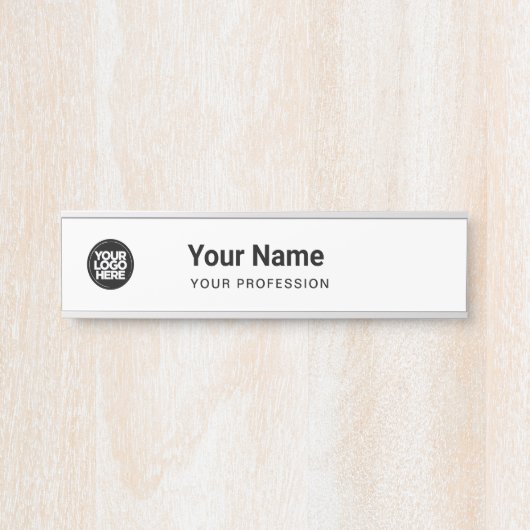 Eenvoudig Witte Bedrijfs Logo Naam Winst Deurbordje (Voorkant)