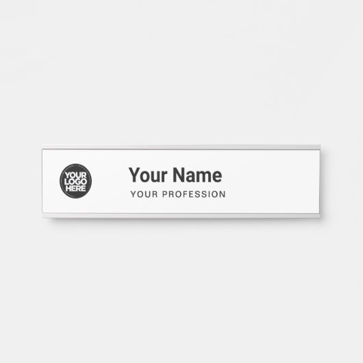 Eenvoudig Witte Bedrijfs Logo Naam Winst Deurbordje (Voorkant)