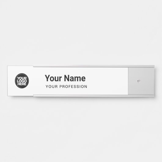 Eenvoudig Witte Bedrijfs Logo Naam Winst Deurbordje (Voorkant)