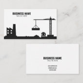 Eenvoudig witte en zwarte bouwplaats Silhouette Visitekaartje (Voorkant / Achterkant)