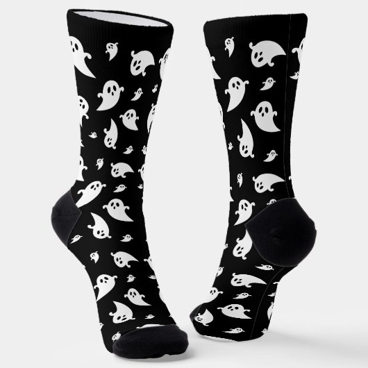 Eenvoudig Witte Geesten Patroon Cute Halloween Sokken (Gebogen)
