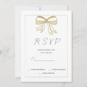 Eenvoudig witte gouden glinsterende boog lint RSVP Kaart (Voorkant)