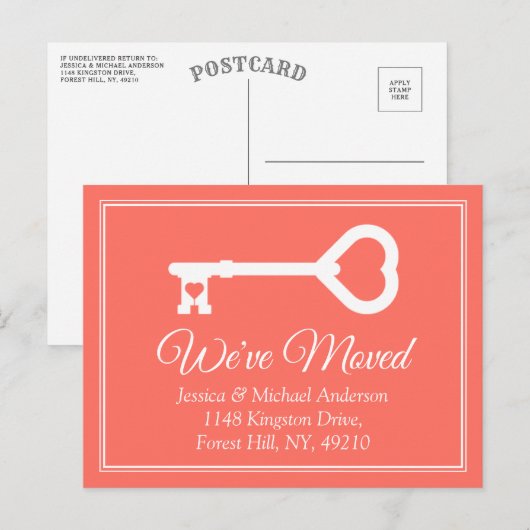 Eenvoudig Witte Koraal Minimale Belangrijkste Verp Aankondigingskaart (Voorkant / Achterkant)