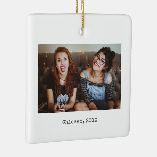 Eenvoudig Witte Minimale Foto Keepomwille Kerstmis Keramisch Ornament (Rechts)