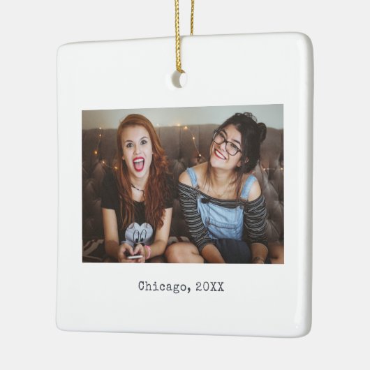 Eenvoudig Witte Minimale Foto Keepomwille Kerstmis Keramisch Ornament (Links)