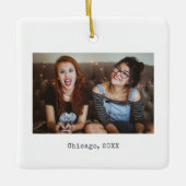 Eenvoudig Witte Minimale Foto Keepomwille Kerstmis Keramisch Ornament (Voorkant)