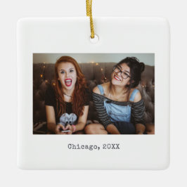 Eenvoudig Witte Minimale Foto Keepomwille Kerstmis Keramisch Ornament