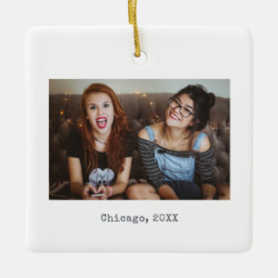 Eenvoudig Witte Minimale Foto Keepomwille Kerstmis Keramisch Ornament