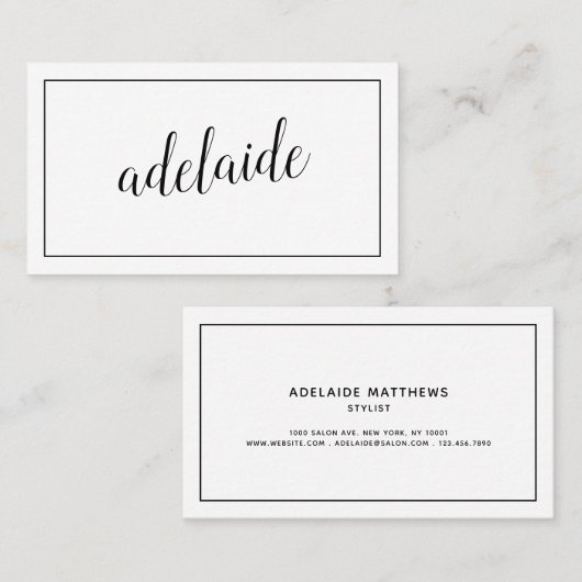 Eenvoudig Witte, stylist script handtekeningteken Visitekaartje (Voorkant / Achterkant)