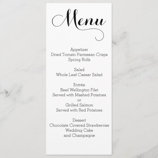 Eenvoudig Witte Trouwmenu Persoonlijk Menu (Voorkant)