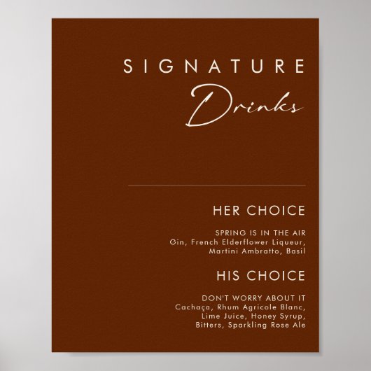 Eenvoudig Woestijn Donker Kaneel Handtekening Dran Poster (Voorkant)