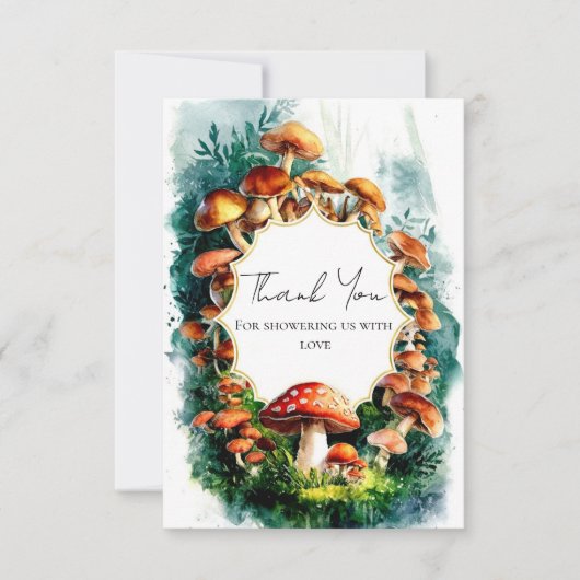 Eenvoudig Woodland Mushroom Baby shower Bedankkaart (Voorkant)