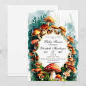 Eenvoudig Woodland Mushroom Baby shower Kaart (Voorkant / Achterkant)