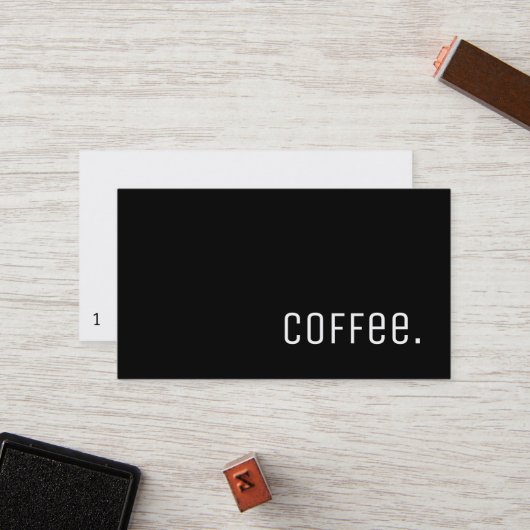 Eenvoudig Word Dark Loyalty Coffee Punch Card Unic (Voorkant / Achterkant in situ)