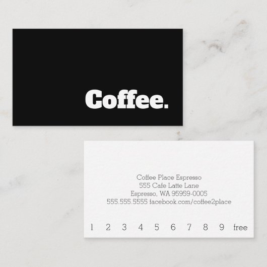 Eenvoudig Word Dark Loyalty Slab Coffee Punch Card (Voorkant / Achterkant)