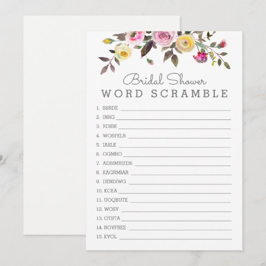 Eenvoudig Word Scramble Shower Game Kaart (Voorkant / Achterkant)