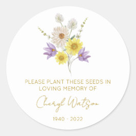 Eenvoudig Zaadpakket Voor Wildbloemen-herdenking Ronde Sticker