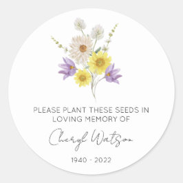 Eenvoudig Zaadpakket Voor Wildbloemenherdenking Ronde Sticker