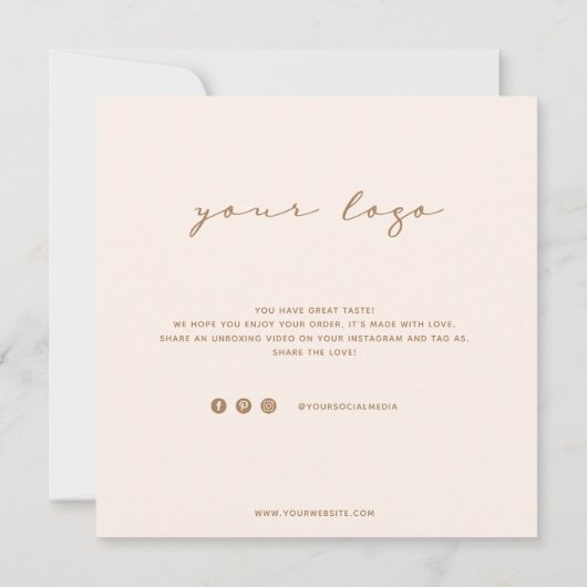 Eenvoudig Zacht Roze u Visitekaartje Bedankkaart (Achterkant)
