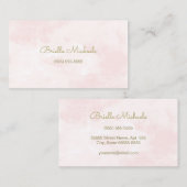 Eenvoudig Zacht Roze Waterverf Gold Script Bezoeke Visitekaartje (Voorkant / Achterkant)