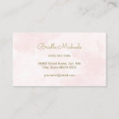 Eenvoudig Zacht Roze Waterverf Gold Script Bezoeke Visitekaartje (Achterkant)