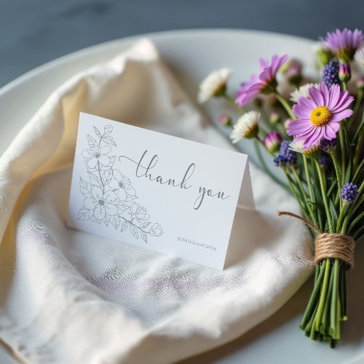 Eenvoudig Zachte Bloemrijke Script Bedankt Voor Ko