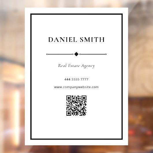 Eenvoudig zakelijk kantoor Zwart Wit met QR-code Raamsticker (Vel 2)