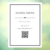 Eenvoudig zakelijk kantoor Zwart Wit met QR-code Raamsticker (Vel 3)