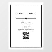 Eenvoudig zakelijk kantoor Zwart Wit met QR-code Raamsticker (Vel)