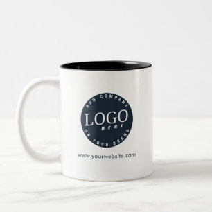 Eenvoudig zakelijk logo en websitebedrijf tweekleurige koffiemok