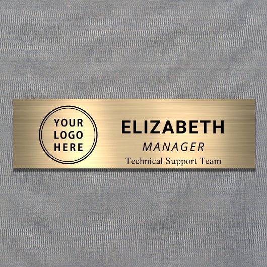 Eenvoudig Zakelijk Logo Goud Naamplaatje
